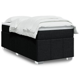 Cama box spring con colchón tela negro 90x200 cm