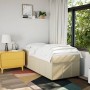 Cama box spring con colchón tela color crema 90x200 cm