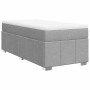 Cama box spring con colchón tela gris claro 100x200 cm