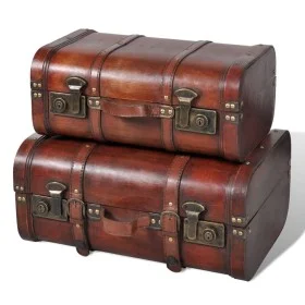 Brown vintage wooden chest trunk 2 units by vidaXL, Storage trunks - Ref: Foro24-240575, Price: 87,97 €, Discount: %