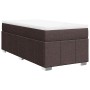 Cama box spring con colchón tela marrón oscuro 100x200 cm