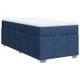 Cama box spring con colchón tela azul 100x200 cm