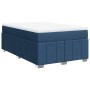 Cama box spring con colchón tela azul 120x200 cm