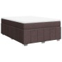 Cama box spring con colchón tela marrón oscuro 140x190 cm