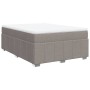 Cama box spring con colchón tela gris taupe 140x190 cm