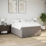 Cama box spring con colchón tela gris taupe 140x190 cm