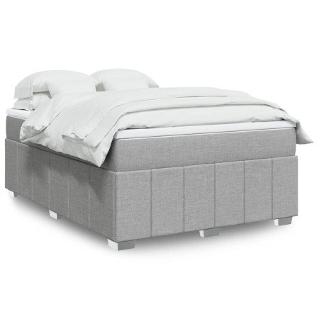 Cama box spring con colchón tela gris claro 140x200 cm en Camas y somieres | Comprar online en Foro24