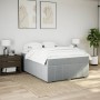 Cama box spring con colchón tela gris claro 140x200 cm