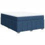 Cama box spring con colchón tela azul 160x200 cm