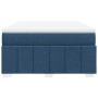 Cama box spring con colchón tela azul 160x200 cm