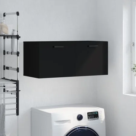 Black engineered wood wall cabinet 80x36.5x35 cm by vidaXL, Lockers and storage cabinets - Ref: Foro24-830077, Price: 60,04 €...