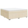 Cama box spring con colchón tela color crema 180x200 cm