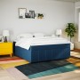 Cama box spring con colchón tela azul 180x200 cm