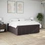 Cama box spring con colchón tela marrón oscuro 200x200 cm