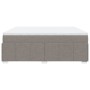 Cama box spring con colchón tela gris taupe 200x200 cm
