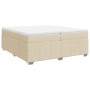 Cama box spring con colchón tela color crema 200x200 cm