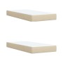 Cama box spring con colchón tela color crema 200x200 cm
