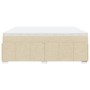 Cama box spring con colchón tela color crema 200x200 cm