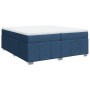 Cama box spring con colchón tela azul 200x200 cm