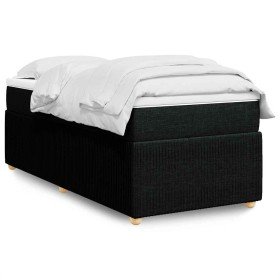 Cama box spring con colchón tela negro 80x200 cm en Camas y somieres | Comprar online en Foro24