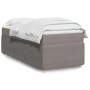 Cama box spring con colchón tela gris taupe 80x200 cm