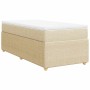 Cama box spring con colchón tela color crema 80x200 cm