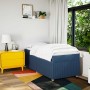 Cama box spring con colchón tela azul 80x200 cm