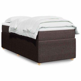 Cama box spring con colchón tela marrón oscuro 90x190 cm en Camas y somieres | Comprar online en Foro24