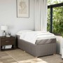 Cama box spring con colchón tela gris taupe 90x190 cm