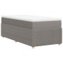 Cama box spring con colchón tela gris taupe 90x190 cm