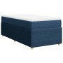 Cama box spring con colchón tela azul 90x190 cm