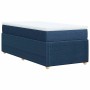 Cama box spring con colchón tela azul 90x190 cm