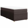 Cama box spring con colchón tela marrón oscuro 90x200 cm