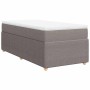 Cama box spring con colchón tela gris taupe 90x200 cm