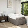Cama box spring con colchón tela gris taupe 90x200 cm