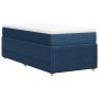 Cama box spring con colchón tela azul 90x200 cm