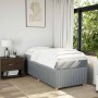 Cama box spring con colchón tela gris claro 100x200 cm