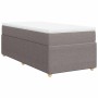 Cama box spring con colchón tela gris taupe 100x200 cm
