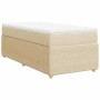 Cama box spring con colchón tela color crema 100x200 cm
