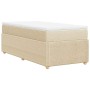 Cama box spring con colchón tela color crema 100x200 cm