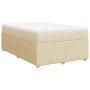 Cama box spring con colchón tela color crema 120x190 cm
