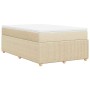 Cama box spring con colchón tela color crema 120x190 cm
