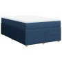 Cama box spring con colchón tela azul 120x190 cm