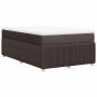 Cama box spring con colchón tela marrón oscuro 120x200 cm