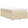Cama box spring con colchón tela color crema 120x200 cm