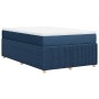 Cama box spring con colchón tela azul 120x200 cm