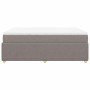Cama box spring con colchón tela gris taupe 140x200 cm