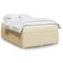 Cama box spring con colchón tela color crema 140x200 cm