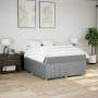 Cama box spring con colchón tela gris claro 160x200 cm