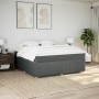 Cama box spring con colchón tela gris oscuro 180x200 cm